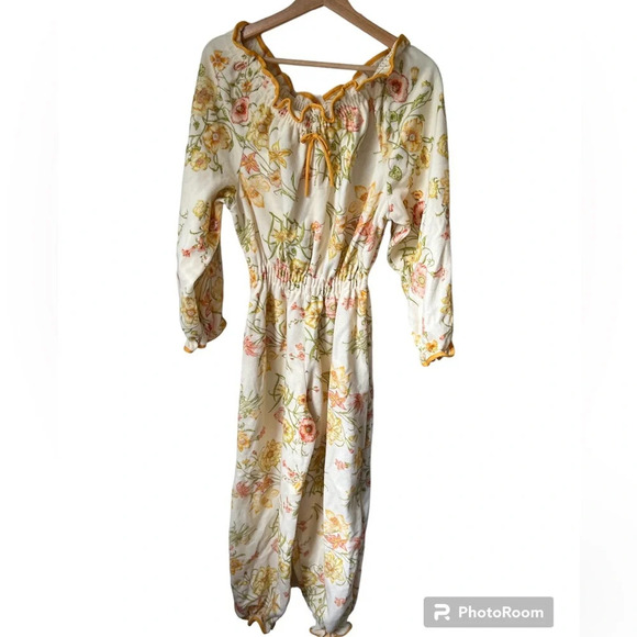 Vintage 1980’s Miss Diva Floral Fleece Jumpsuit, size large - Picture 1 of 8